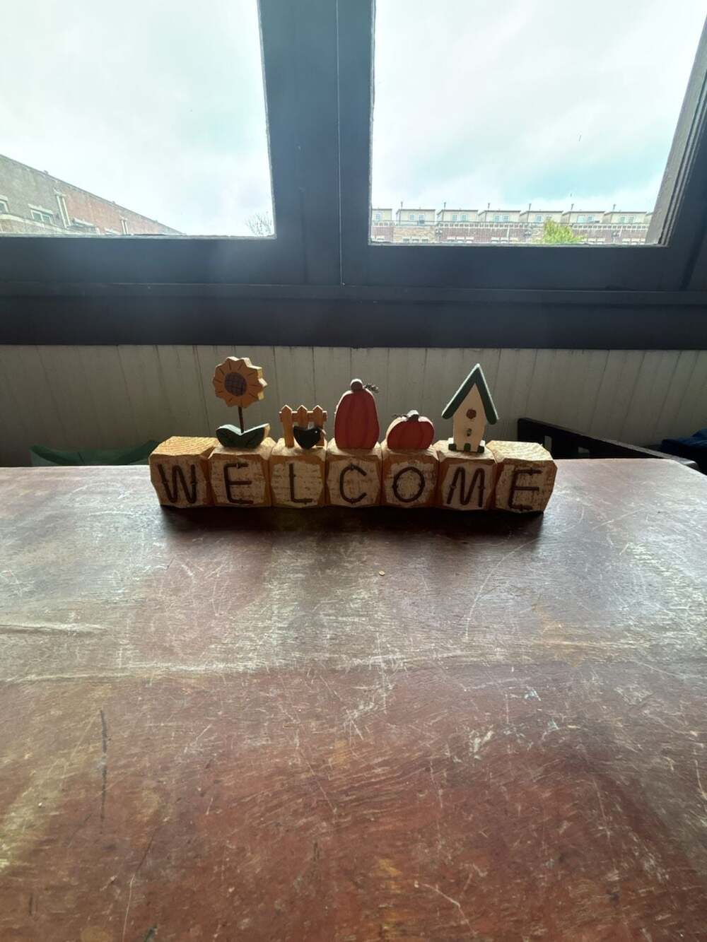 Primitive Folk Art Wooden Welcome Sign Fall Decor Blocks